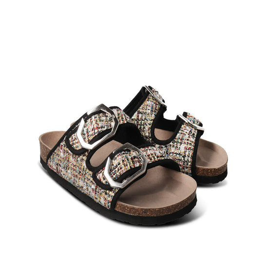 Model wears Galia Black Sandal