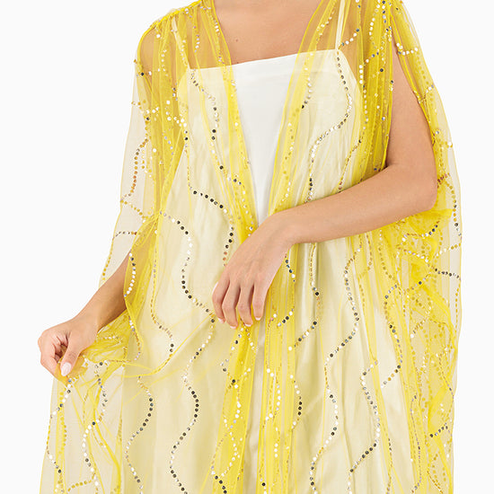 Model wears Yellow Wedding Abaya