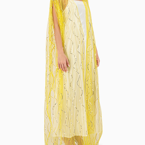 Model wears Yellow Wedding Abaya