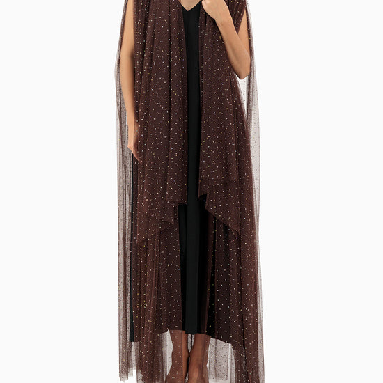 Model wears Wedding Abaya | Brown