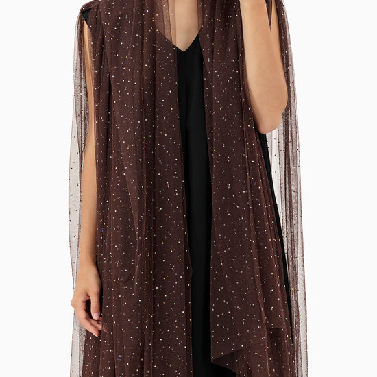 Model wears Wedding Abaya | Brown