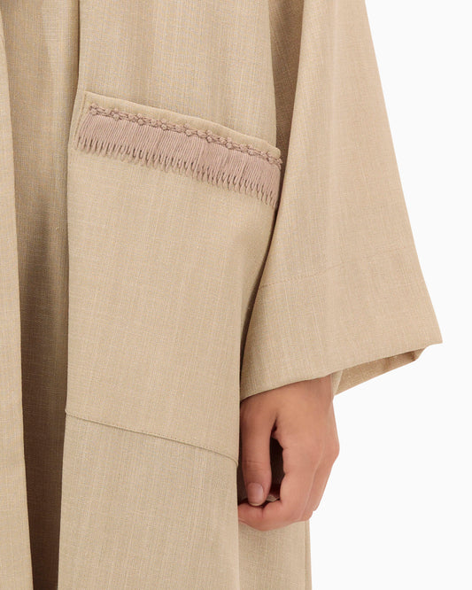 Model wears Co-ord Set | Beige and White