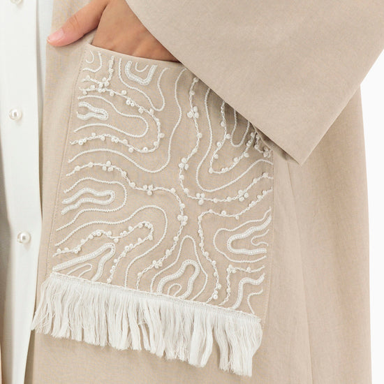 Model wears Co-ord Set | Nude Pink and Off White