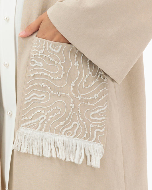 Model wears Co-ord Set | Nude Pink and Off White