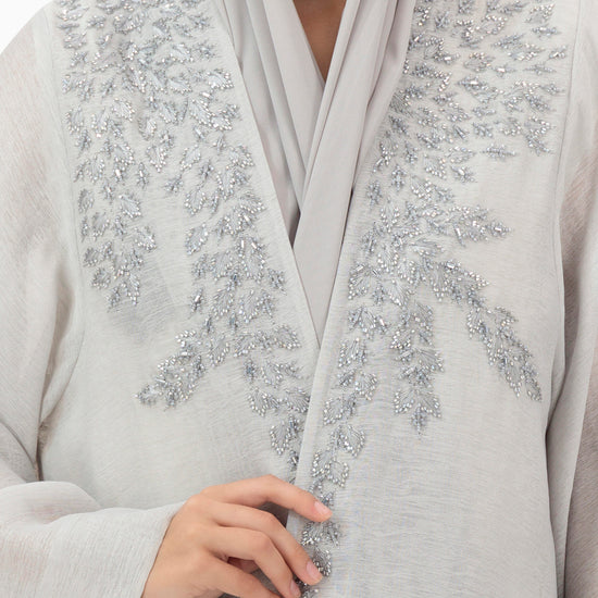 Model wears Abaya | Ice Grey