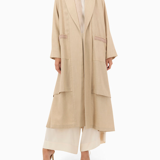 Model wears Co-ord Set | Beige and White