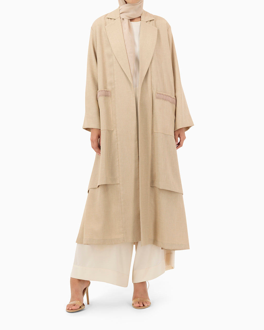 Model wears Co-ord Set | Beige and White