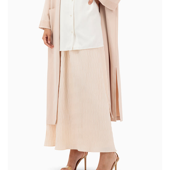 Model wears Co-ord Set | Nude Pink and Off White