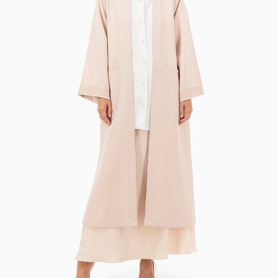 Model wears Co-ord Set | Nude Pink and Off White