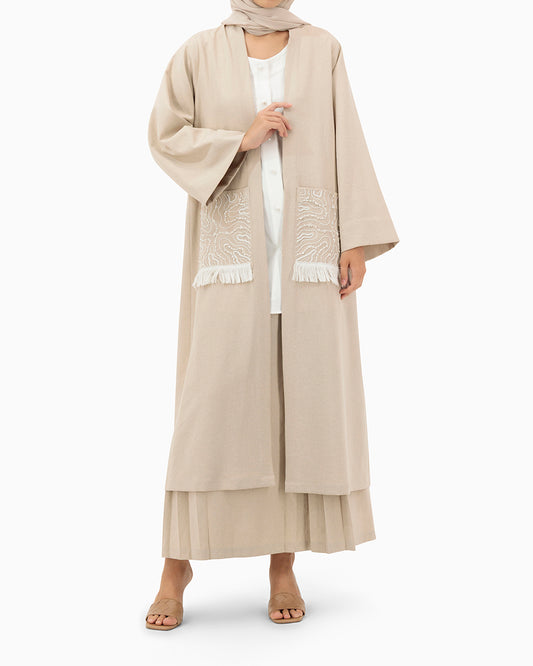 Model wears Co-ord Set | Nude Pink and Off White