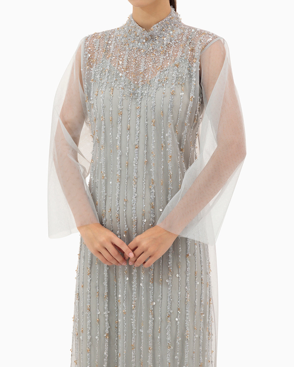 Model wears Dress | Grey