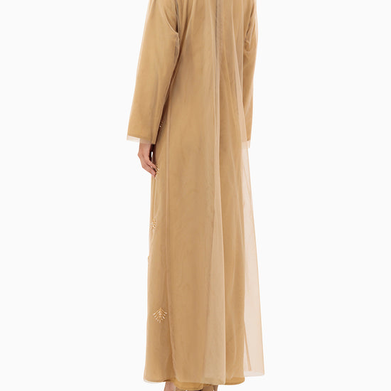 Model wears Dress | Tan Beige