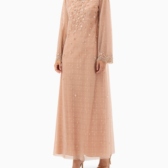 Model wears Dress | Nude Pink