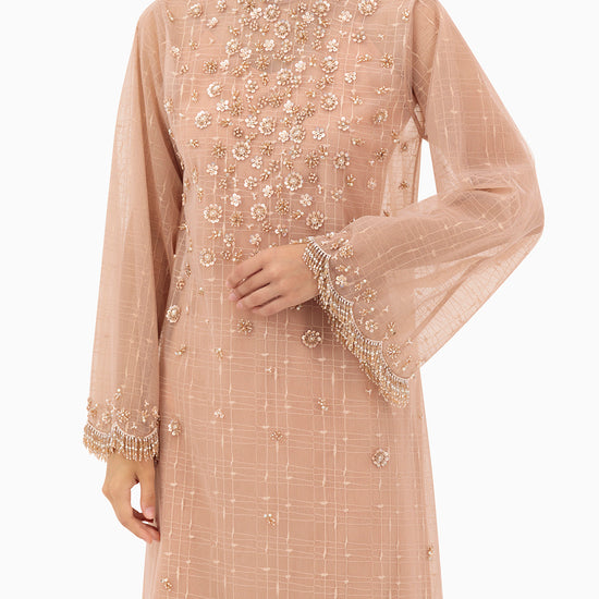 Model wears Dress | Nude Pink