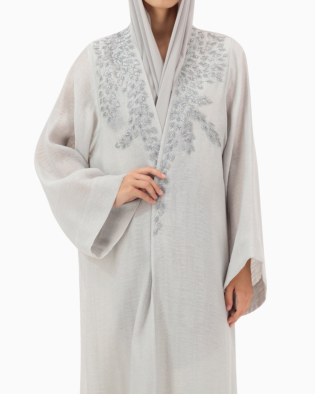 Model wears Abaya | Ice Grey