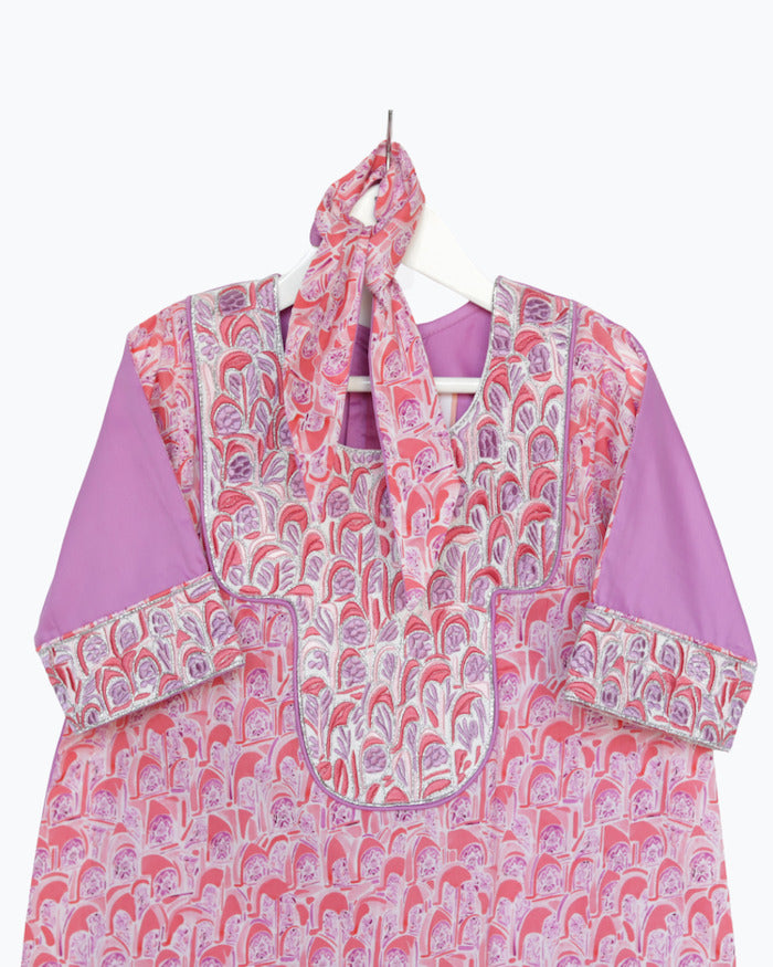 Model wears Arch Kandora Red & Purple