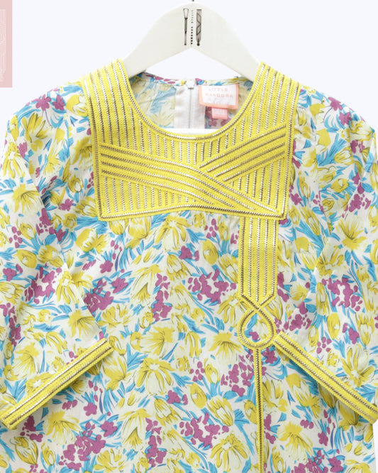 Model wears Yellow Floral Talli