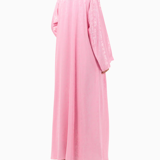 Model wears Pink Floral Abaya