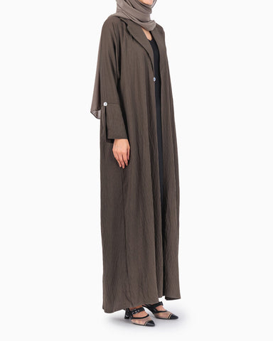 Brown Buttons Style Abaya