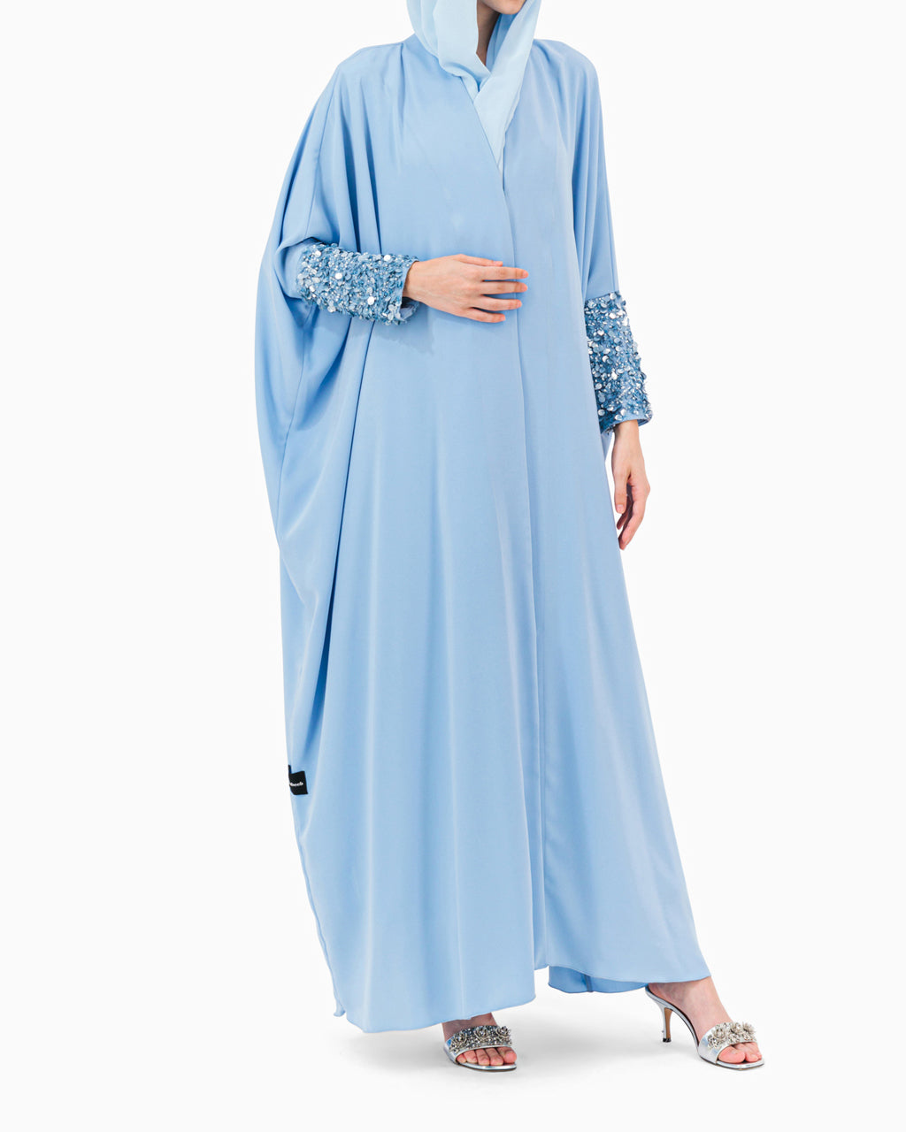 Model wears Sky Blue Abaya