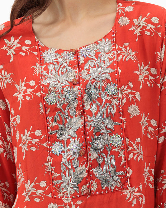 Model wears Eleven Red