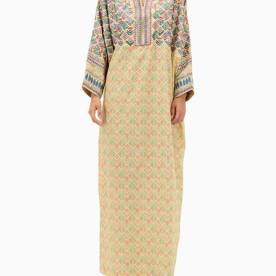 Model wears Amna Yellow