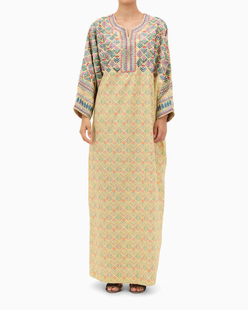 Model wears Amna Yellow