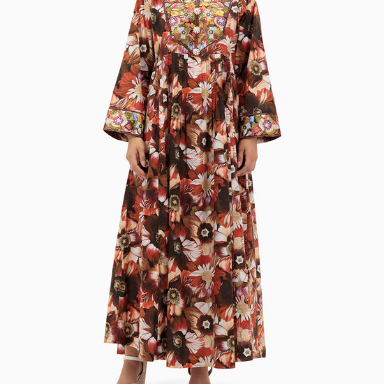 Model wears Brown Kaftan