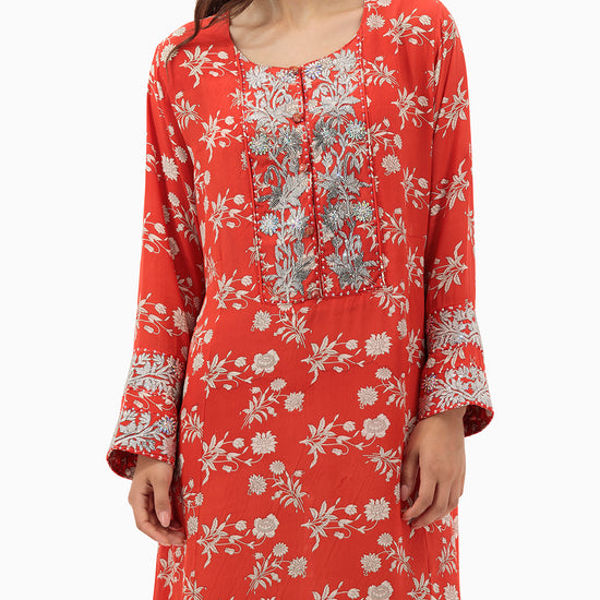 Model wears Eleven Red