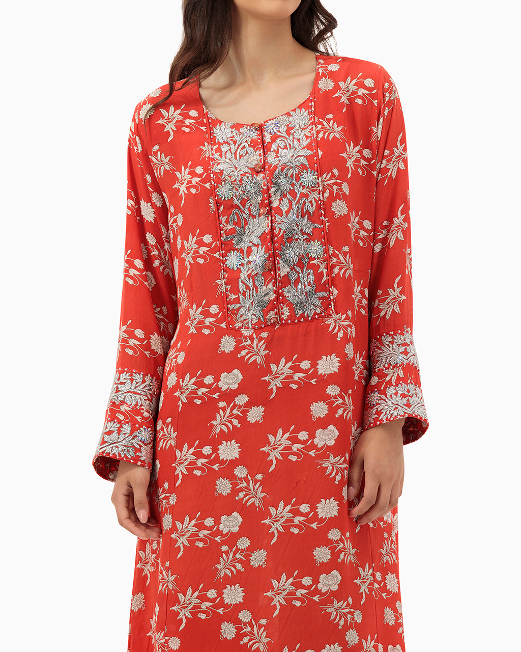 Model wears Eleven Red