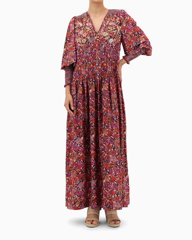 Purple Pleated Kaftan