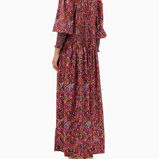 Model wears Purple Pleated Kaftan