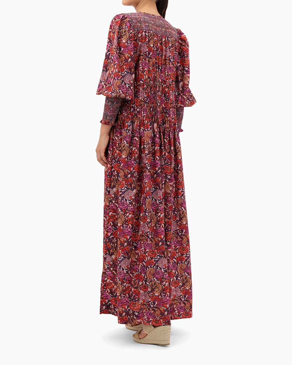 Model wears Purple Pleated Kaftan