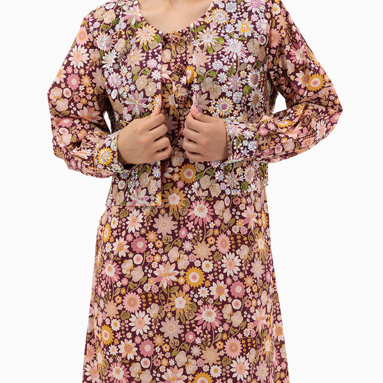 Model wears Purple Kaftan