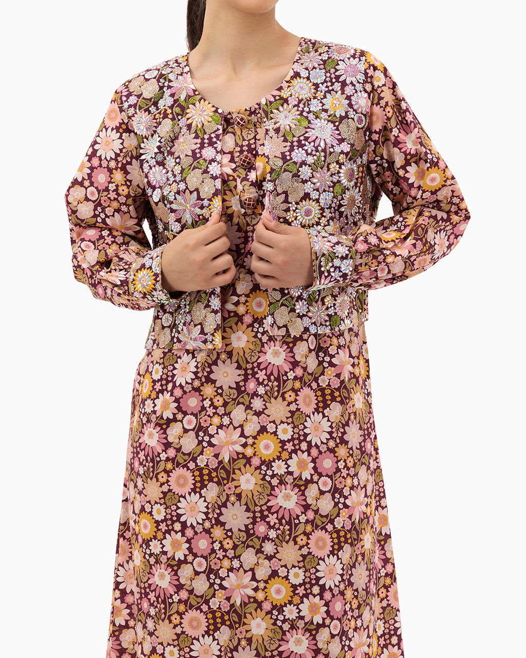 Model wears Purple Kaftan