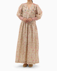 Off White Pleated Kaftan