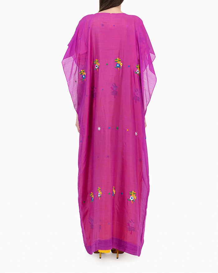 Model wears Yellow Bird With Pink Thob