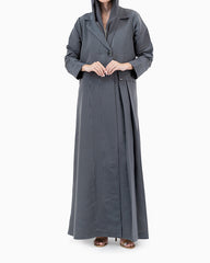 Dark Grey Jacquard Abaya