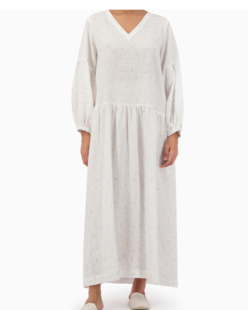 White V-neck Summer Dress