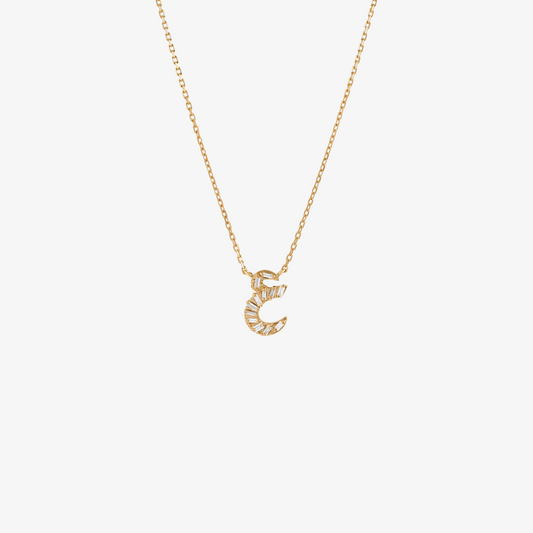 OULA - 18K Gold & Baguette Diamond Letter Necklace