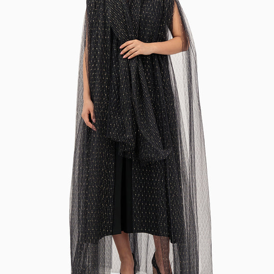 Model wears Black Wedding Abaya