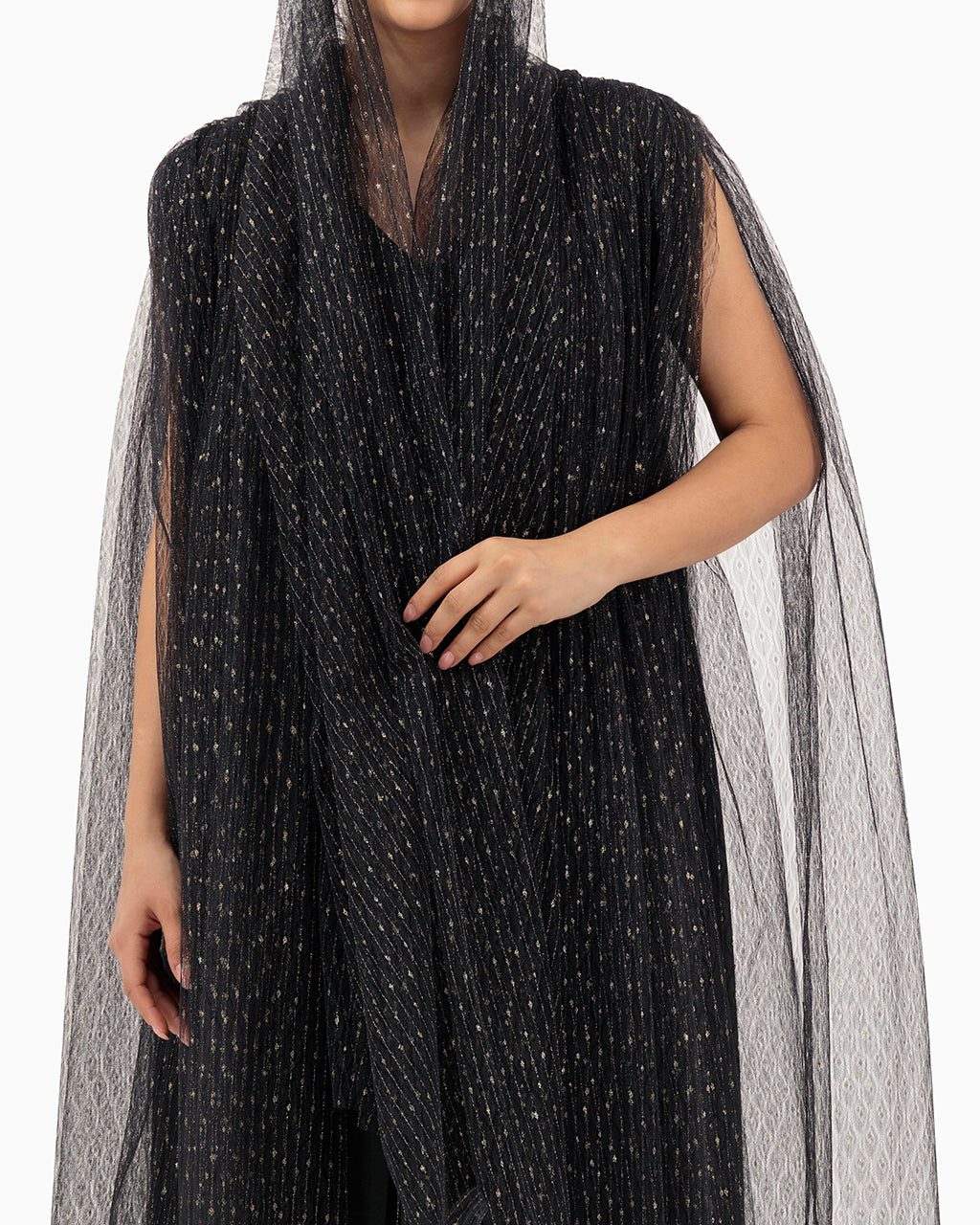 Model wears Black Wedding Abaya