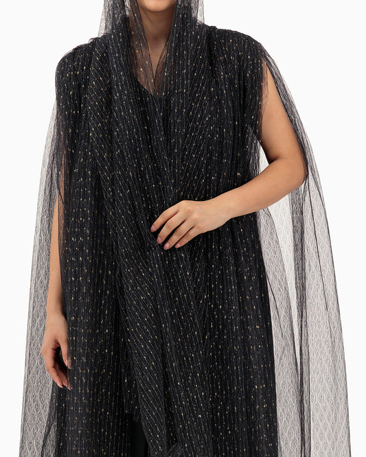 Model wears Black Wedding Abaya