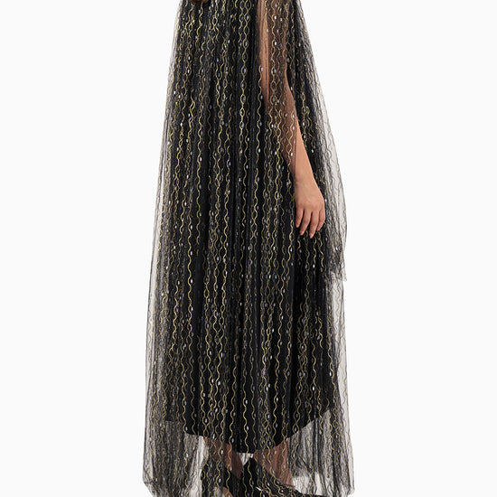 Model wears Gold Swirl Wedding Abaya