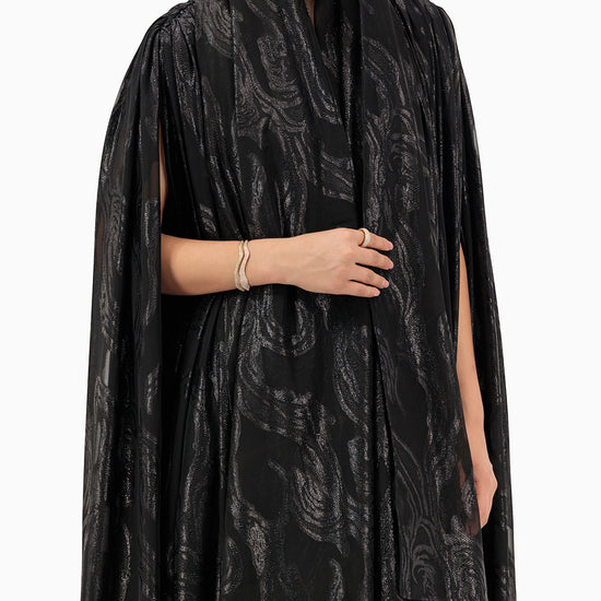 Model wears Black Patterned Wedding Abaya