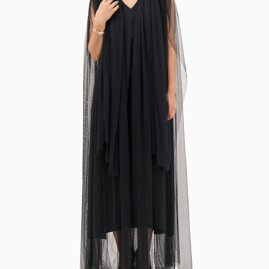 Model wears Dotted Black Wedding Abaya