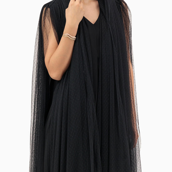 Model wears Dotted Black Wedding Abaya