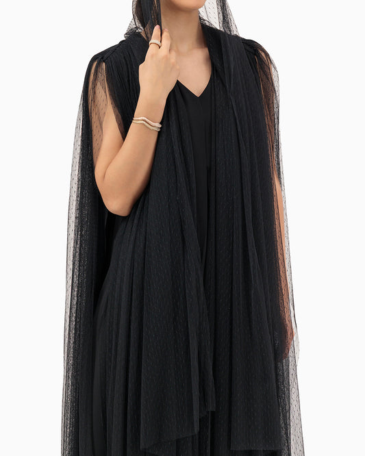 Model wears Dotted Black Wedding Abaya